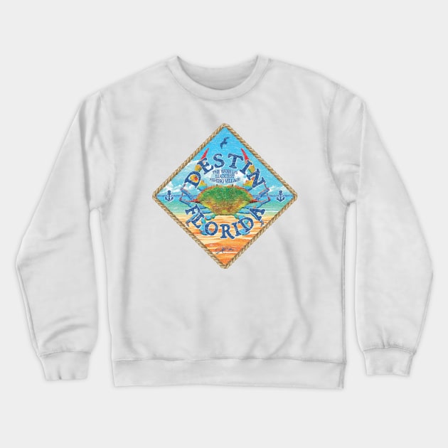 Destin, Florida, with Blue Crab on Beach Crewneck Sweatshirt by jcombs